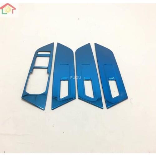 Car stainless steel inner door Window glass switch panel cover trim frame molding 4pcs For Skoda Karoq 2017 2018 2019 2020