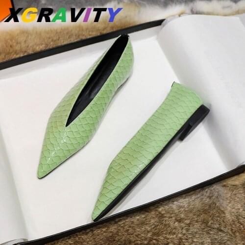 C352 XGRAVITY New Size 34-42 Spring Summer Flat Shoes Elegant Comfortable Pointed Toe V Cut Designer Woman Footwear Girl Shoes
