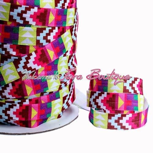 FLRA Elastic(100yards per lot) New Aztec heat transfer printing fold over elastic