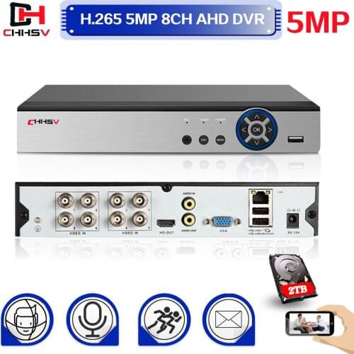 6 in 1 8CH 5.0MP AHD DVR Hybrid Video face Recorder Support 5MP AHD Camera 4MP 5MP IP Camera CCTV Home Security System Onvif