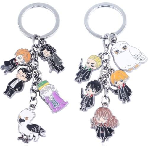 Harried Keychain Character Figure Potters Cartoon Enamel Potter Pendant Keyring Men Women Car Key Holder Chaveiro Jewelry