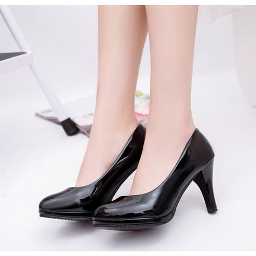 Leather Pumps Platform Heels Women Black Shoes Woman Heels Comfort Vintage Wedding Shoes Elegante Mujer High Heels Platform