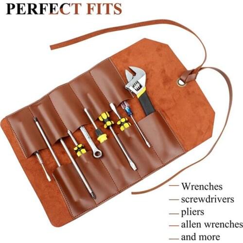 Leather Small Tool Roll Multi Function Bicycle Mechanic Repair Tool Kit Bag Bike Repair Kit Set Bag Bike Accessories