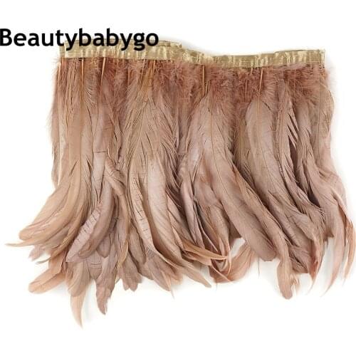 Hot sales 2 Yard AA Quality Chicken Rooster Tail Feather Trims Ribbons 30-35CM Strip for Dress Skirt Party Clothing Craft Making