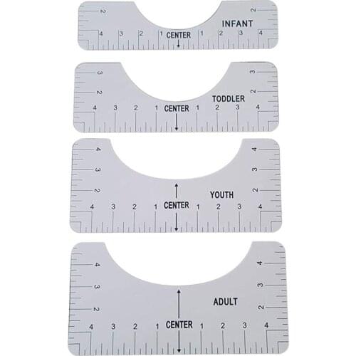 T-Shirt Alignment Ruler,for Guiding T-Shirt Design, Center Design Rulers with Size Chart, Adult Youth Toddler Infant
