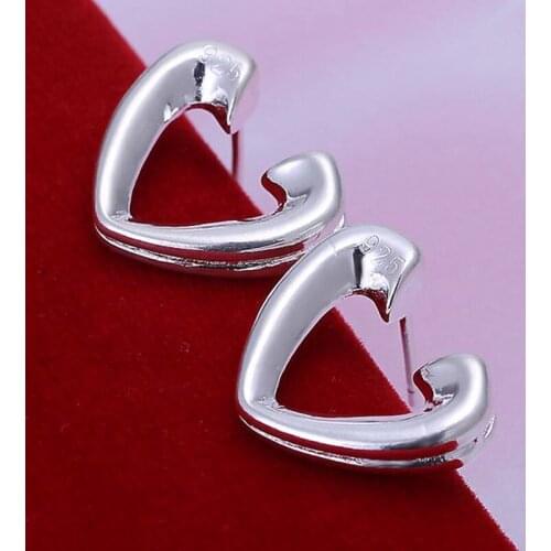 Fashion jewelry Earring For Women, Plated Earrings Half Heart Earrings E065 /QVKLCICD BWEHPCPE silver color