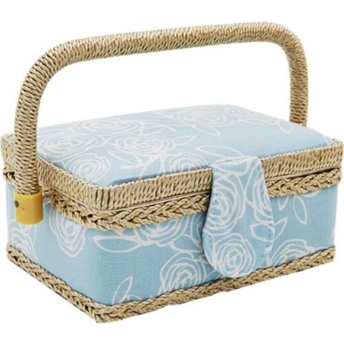 Fashion Craft Sewing Tool Needle Thread Basket Fabric Household 3 Colors Sewing Box Organizer with Sewing Accessories