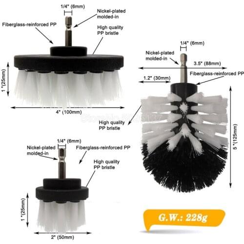 3 Pcs Drill Brush Attachment Set For Cleaning Leather And Upholstery Sofa Wooden Furniture Car Bathroom Auto Wheel Power Scrub