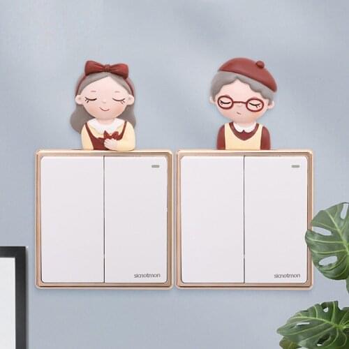 Nordic cute girl boy switch stickers socket decorative wall stickers three-dimensional home creative modern minimalist stickers