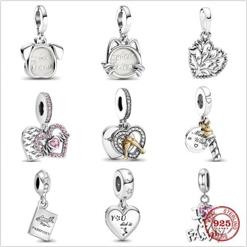 Silver Shiny Family airplane love pendant fit Pandora Charm Silver 925 Bead Pendant Bangle with stylish DIY jewelry