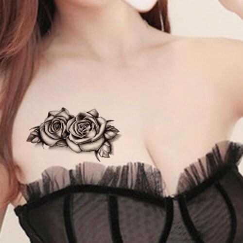 Non-blurred Trendy Flower Fake Body Tattoo Decal Non-irritating Body Tattoo Long Lasting for Adults Temporary Tattoos