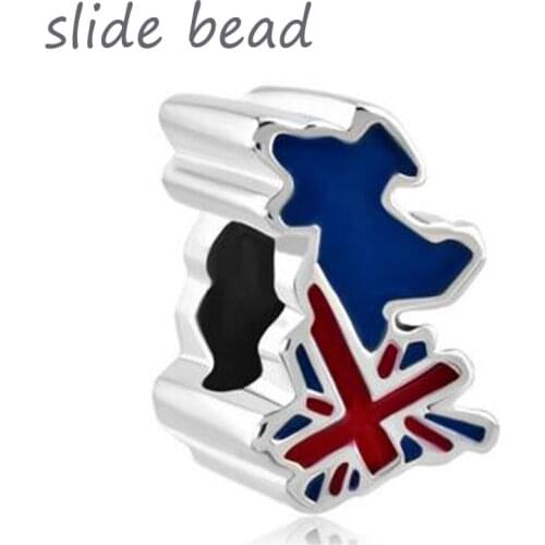 Fit Pandora charm bracelets Jack Patriotic Proud To Be British Flag Country Of Uk Map Lucky Bead Beads for jewelry making