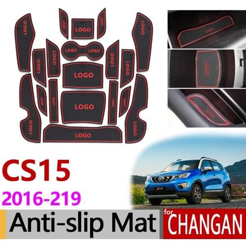 Anti-Slip Gate Slot Mat Rubber Coaster for Changan CS15 2016 2017 2018 2019 Accessories Car Stickers 19Pcs White Luminous / Red