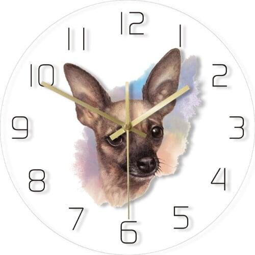 Watercolor Chihuahua Dog Breed Transparent Acrylic Wall Clock Cute Puppy Pet Wall Watch with LED Backlight Gift For Dog Lover