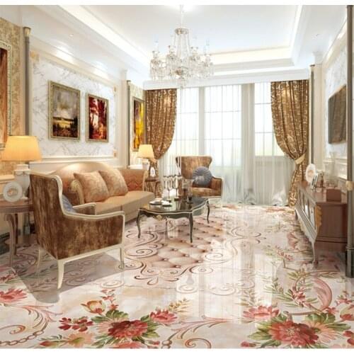 Pink marble floors European stone pattern parquet floor tile carpet pattern 3d floor painting wallpaper