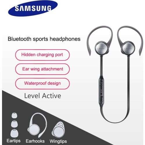 Samsung Level Active Mobile Phone In-Ear Earphone In a Black and White Wheat S8/7+ Wire with Active Noise Reduction