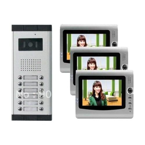 XinSiLu 7"color video door phone/doorphone /intercom system ,HD IR camera with 12 buttons for 12-apartments +3monitors