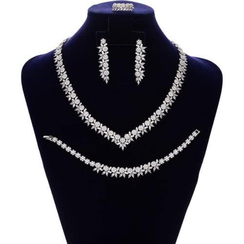 Jewelry Sets HADIYANA Vintage Bride Wedding Women Got Engaged Necklace Earrings Ring And Bracelet 4pcs Set CNY144 Bisuteria