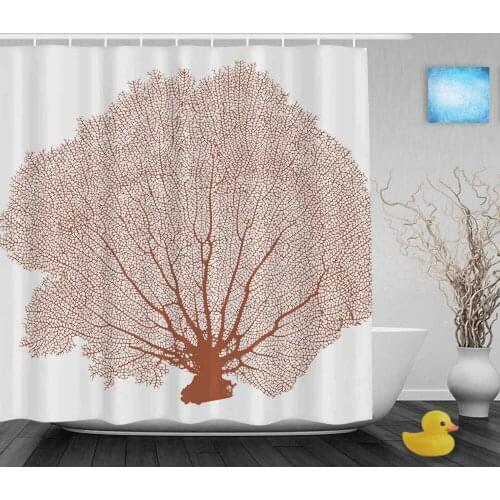 Coral Marine Lifes Bathroom Shower Curtain Concise Style Home Decor Shower Curtains Waterproof Polyester Fabric With Hooks