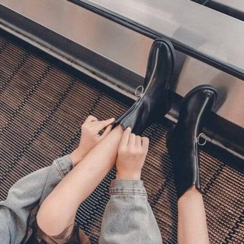 Womens shoes 2020 new fashion front zipper fashion boots soft soles comfortable non-slip leather boots