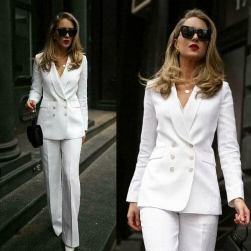 Spring Fashion White Mother of the Bride Suits Ladies Formal Party Evening Suit Work Wear Casual Women Tuxedos Guest Wedding Out