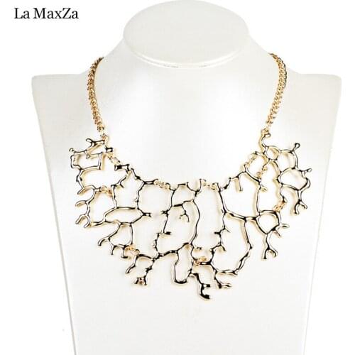 La MaxZa Trendy Pendants Shiny Zinc alloy a Tree Root Pattern Exaggerated Necklace Women Personality Fashion Jewelry Gift