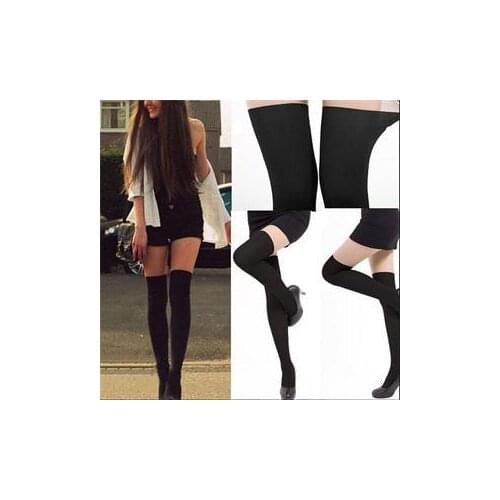 1PCS Sexy Black Tattoo Tinted Sheer Women False High Stocking Pantyhose Tights Black Colors hot sale