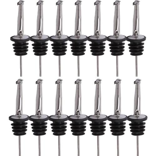 10 pcs Bottle stopper Stainless Steel Liquor Pourers for olive oil/wine/alcohol/vinegar, etc. with Rubber Dust Caps