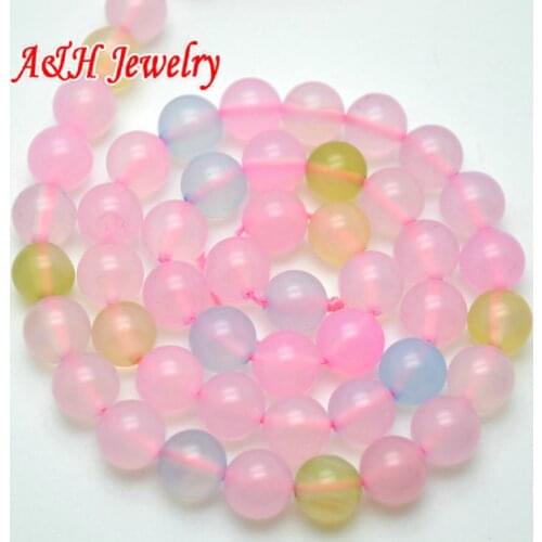 10pcs Pink Blue Yellow Mixed Color Stone Beads 6~10mm DIY Jewelry Making Materials