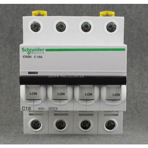100% New Original Schneider IC65N 4P C16A A9F18416 Vacuum Mini Circuit Breaker MCB Acti 9 Type C