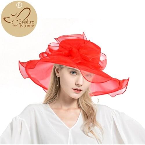 2020 Fashion Beautiful Pure Blue Organza Church Hats S10-4045