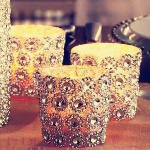 3.75"X10Yards Daisy Flower Diamond Mesh Crystal Ribbon Wrap Trim Wedding Cake Candle Holder Decoration christmas decoration