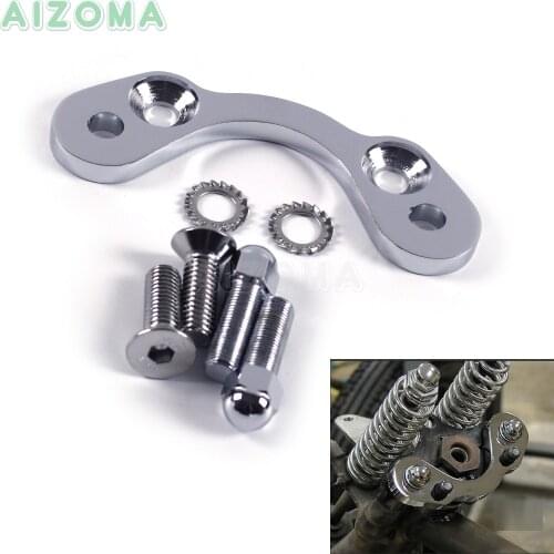Motorcycle Spring Fork Adapter Clamp Top Tree Handlebars T-Bar Riser Mount Kit Universal For Harley Dyna PAUGHCO Springer Fork