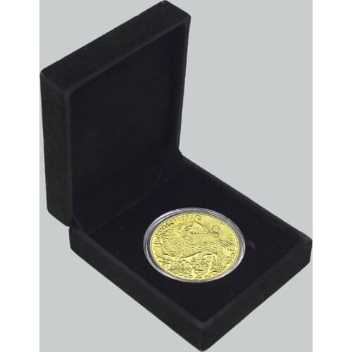 Auspicious Wishful Metal Crafts Town House Warding Off Evil Spirits Badge Chinese TraditionalKirin Painted Lucky Coin with Box