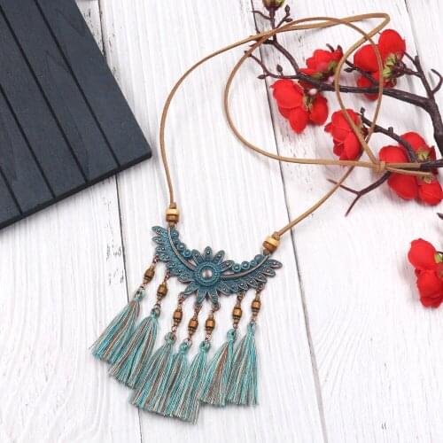 Bohemian Ethnic Style Handmade Tassel Woolen Wheat Ears Necklace Rope Multi-color Pendant for Women