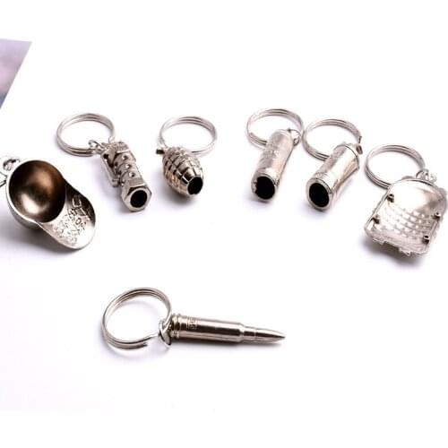 5pcsKeychain Frying Saucepan Eat Chicken Dinner Target Keyring Key Holder Chain Ring Weapon Military Game Jewelry Wholesale