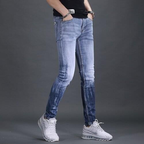 Mens Spring Summer Slim Fit Denim Pencil Pants Stretchy Casual Streetwear Long Trousers Skinny Jeans Fashion Cowboy Pants Homme