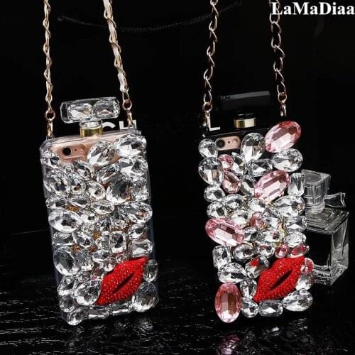 Crystal Diamond Kiss Perfume Bottle Case For Iphone 12 11 XS Max XR X 8 7 6 6S Plus For Samsung S20 S8 S9 S10 PLUS Note 10 8 9
