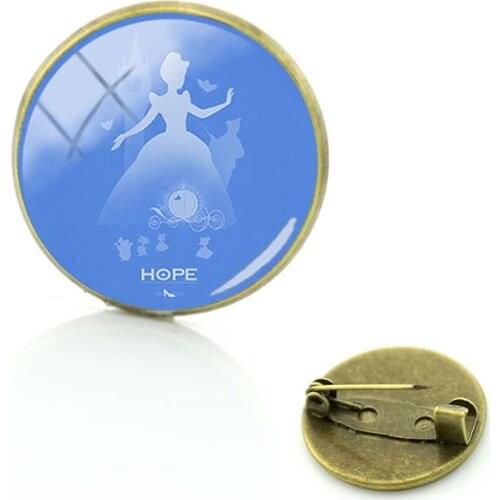 Disney Colored Princess Head Brooch Ladies Mens Accessories Jewelry Glass Brooch Cabochon Dome Jewelry Fashion Accessories
