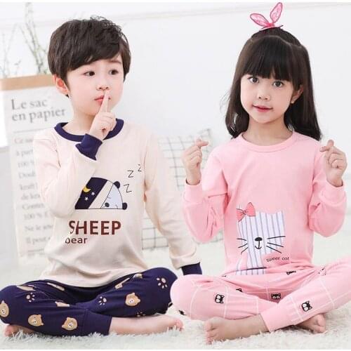 Kids Pajamas 2020 Winter Girls Boys Sleepwear Nightwear Baby Infant Clothes Animal Cartoon Pajama Sets Cotton Childrens Pyjamas