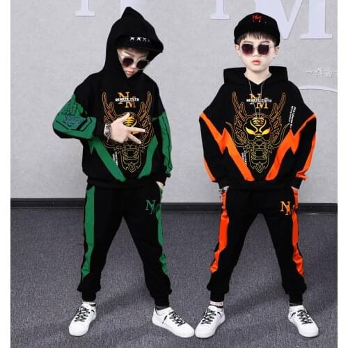 Autumn Boys Girls Clothing Set Sport Hooded Hoodies Coat Pants Kids Child Clothes Hip hop Dancing Suits Outfits 6 8 10 12 14 Yrs