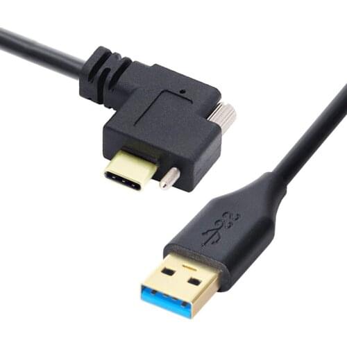 90 Degree Right Angled USB 3.1 USB C Cable Type-C Single Screw Locking to USB3.0 Data Cable for Camera