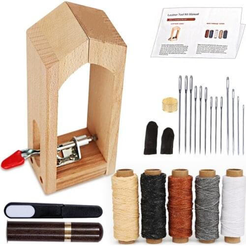 KAOBUY 23PCS Leather Mini Stitching Pony For Leather Sewing Clamp, With Leather Needle And Thread, Thread Waxed