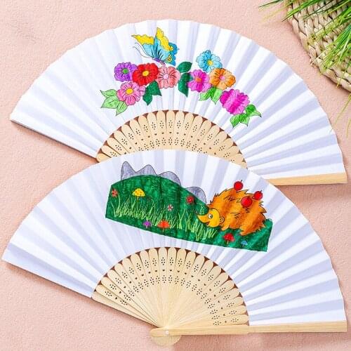 Chinese Traditional Paper Folding Fans Bamboo Handheld For Church Wedding Hand Holding Fans Gift Party Clothes Decoration