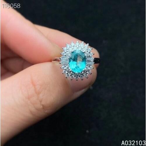 KJJEAXCMY fine jewelry 925 sterling silver inlaid natural Apatite womens elegant and popular adjustable gem ring support test