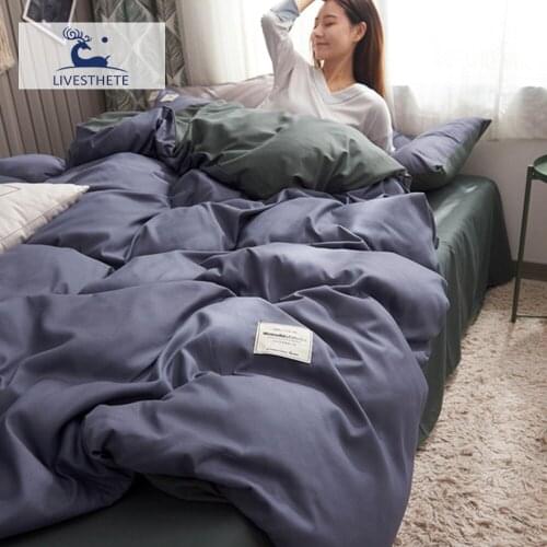 Liv-Esthete Bedding Set Purple Duvet Cover Gray Flat Sheet Or Fitted Sheet With Elastic Band Corner Double Queen King Bedspread