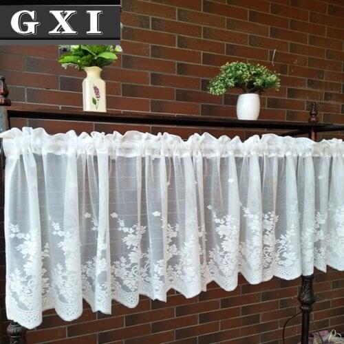 Lace Wave Short Tulle Half Curtains for Living Room White Floating Sheer Valance Kitchen Cabinet Door Cafe Window Drapes