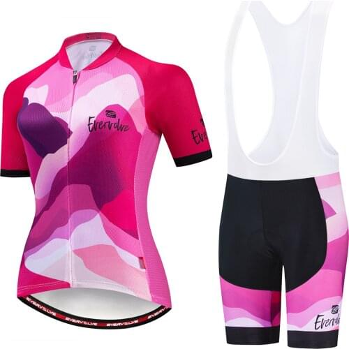 Summer Ladies City Outdoor Mountain Bike Shirt Soft and Comfortable Gradient Riding Dress Short Sleeve Backstrap Set