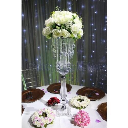Hot 73cm Tall crystal wedding centerpiece flower stand, Table Center party decoration 10pcs
