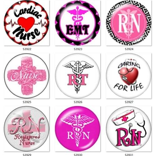 Nurse RN EMT 10pcs mixed 12mm/18mm/20mm/25mm Round photo glass cabochon demo flat back Making findings S3921